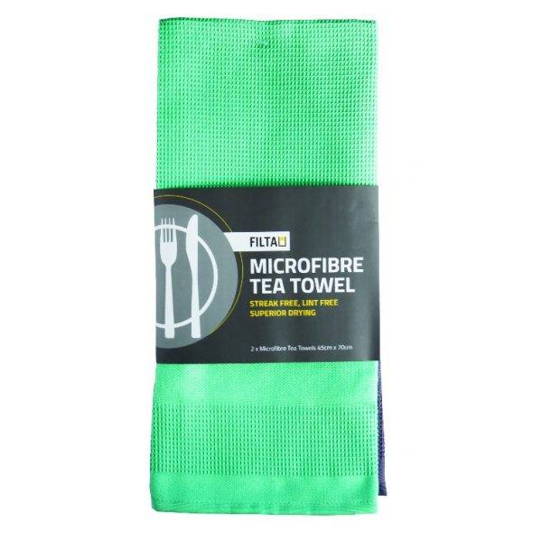 Filta XL Microfibre Tea Towel Sky 2 Pack (45cm x 70cm)